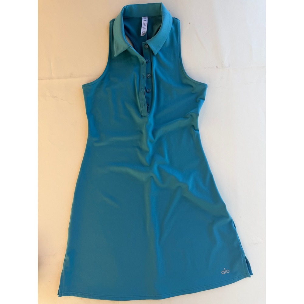 Alo Yoga Womens XXS Teal Blue Sleeveless Polo Racerback Tennis Golf Mini Dress